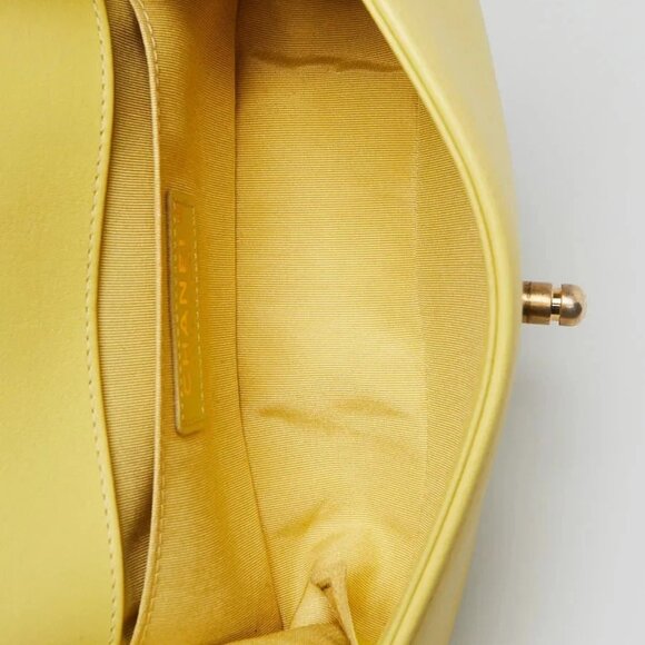 Chanel Yellow Chevron Quilted Lambskin Leather Small Boy Bag - Picture 8 of 9